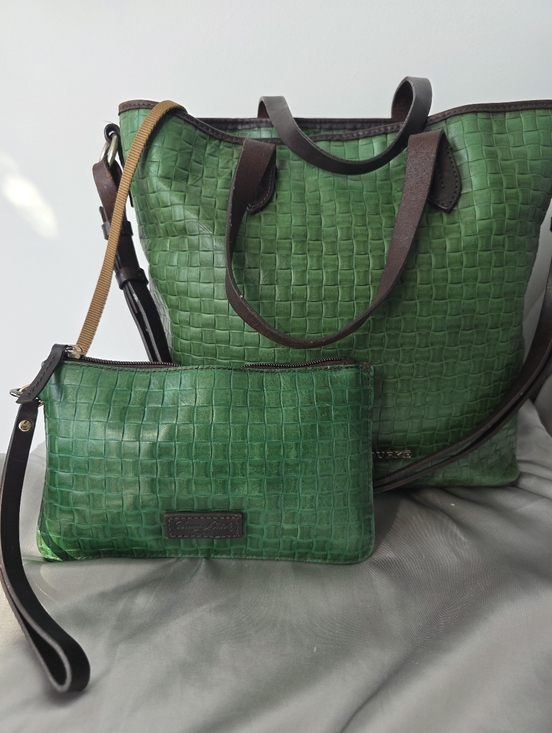 Dooney & Bourke Handbags - Dooney & Bourke Beguiling Shamrock Green Woven Tote and Matching Large Wristlet